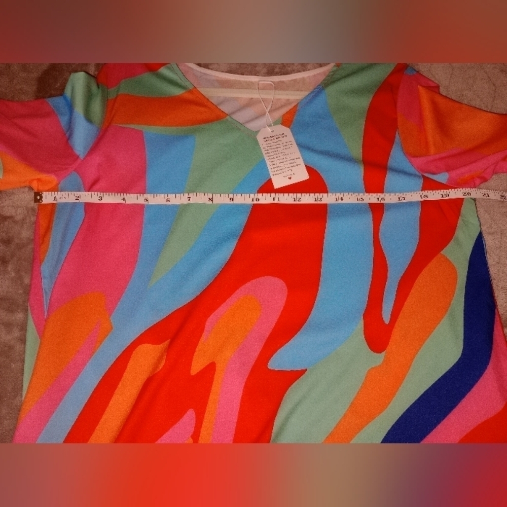 Casual Colorful V-neck Dress Size L - Picture 7 of 8